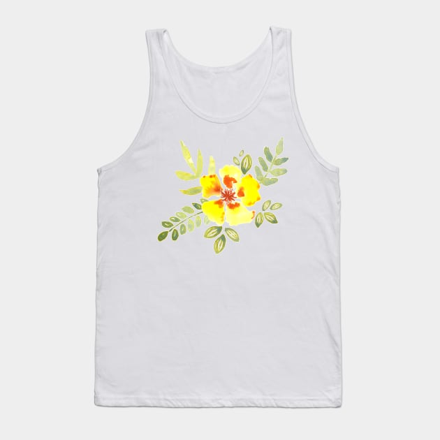 Buttercup yellow little flower and leaves Tank Top by FrancesPoff